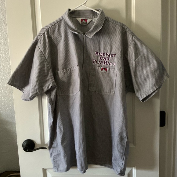 Vintage Ben Davis Black and White Striped Shirt. 1/4 zip front. - Picture 2 of 2